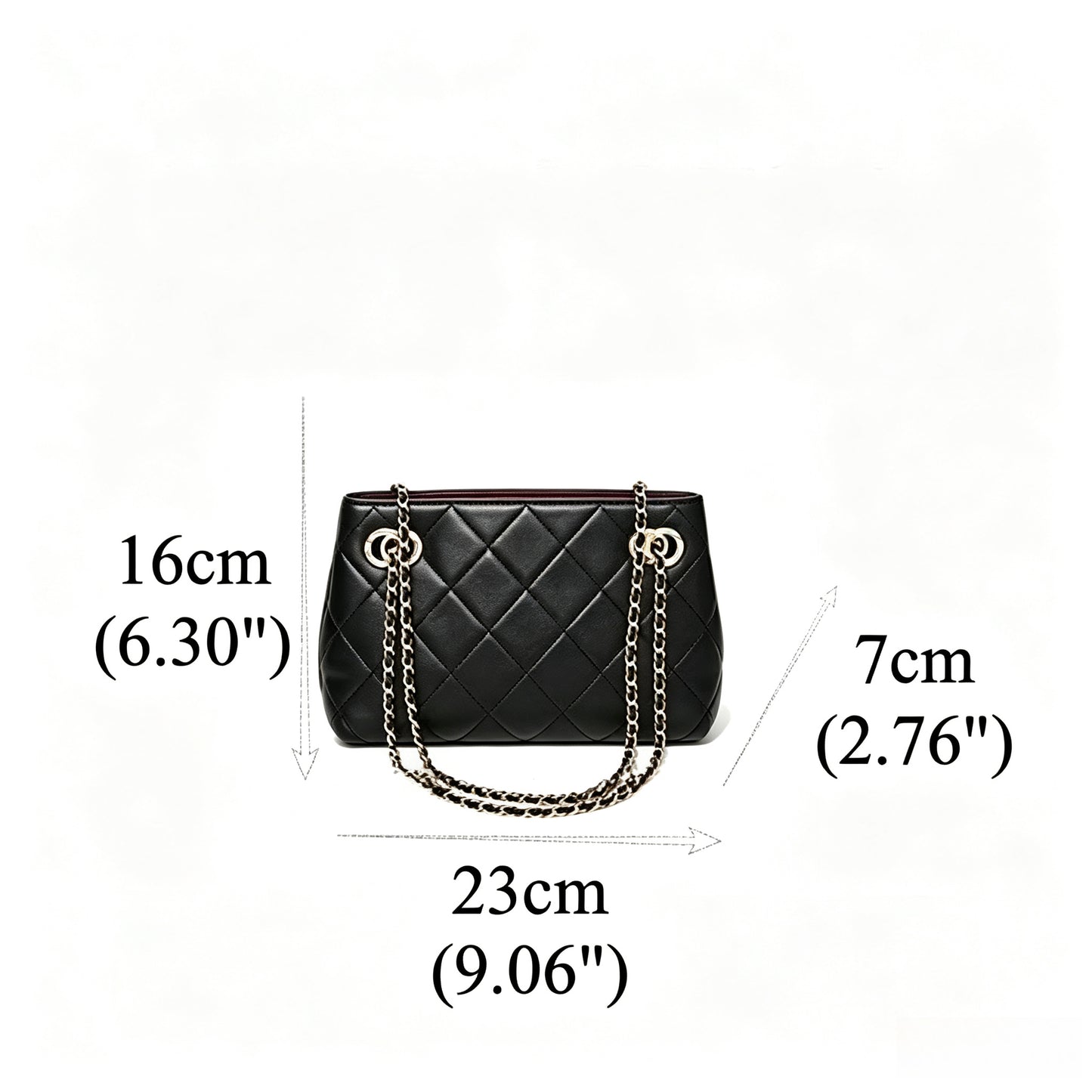 Classic Quilted Sheepskin Genuine Leather Chain Mini Tote Clutch Bag