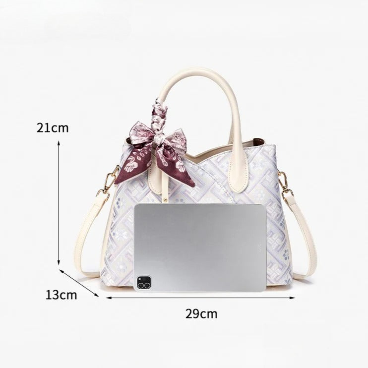 Elegant Traditional Brocade Vegan Eco-Leather Tote Clutch Bag