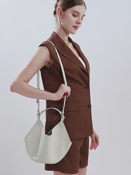 Bolso de cesta para mujer de cuero genuino y gran capacidad