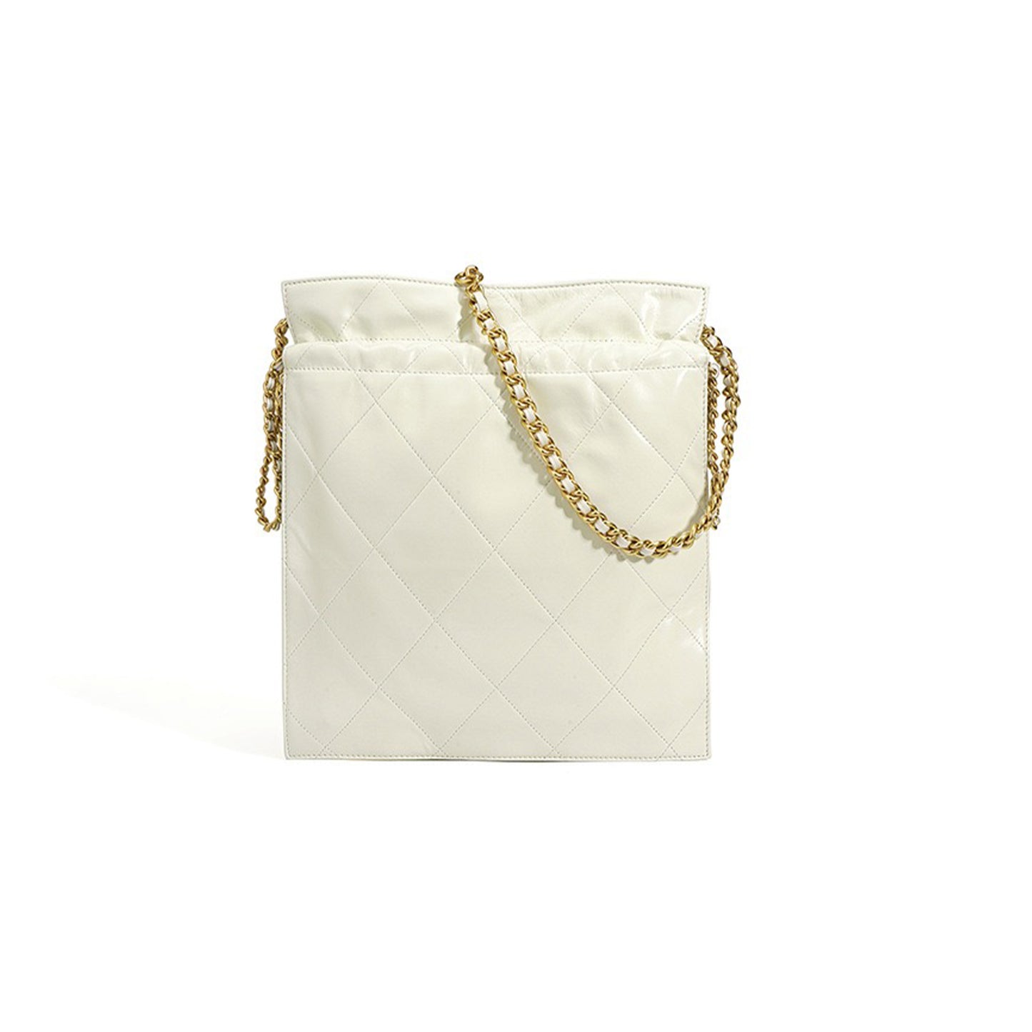 Damen-Beuteltasche aus echtem Leder mit gesteppter Kette – Schicke Umhängetasche für den Alltag
