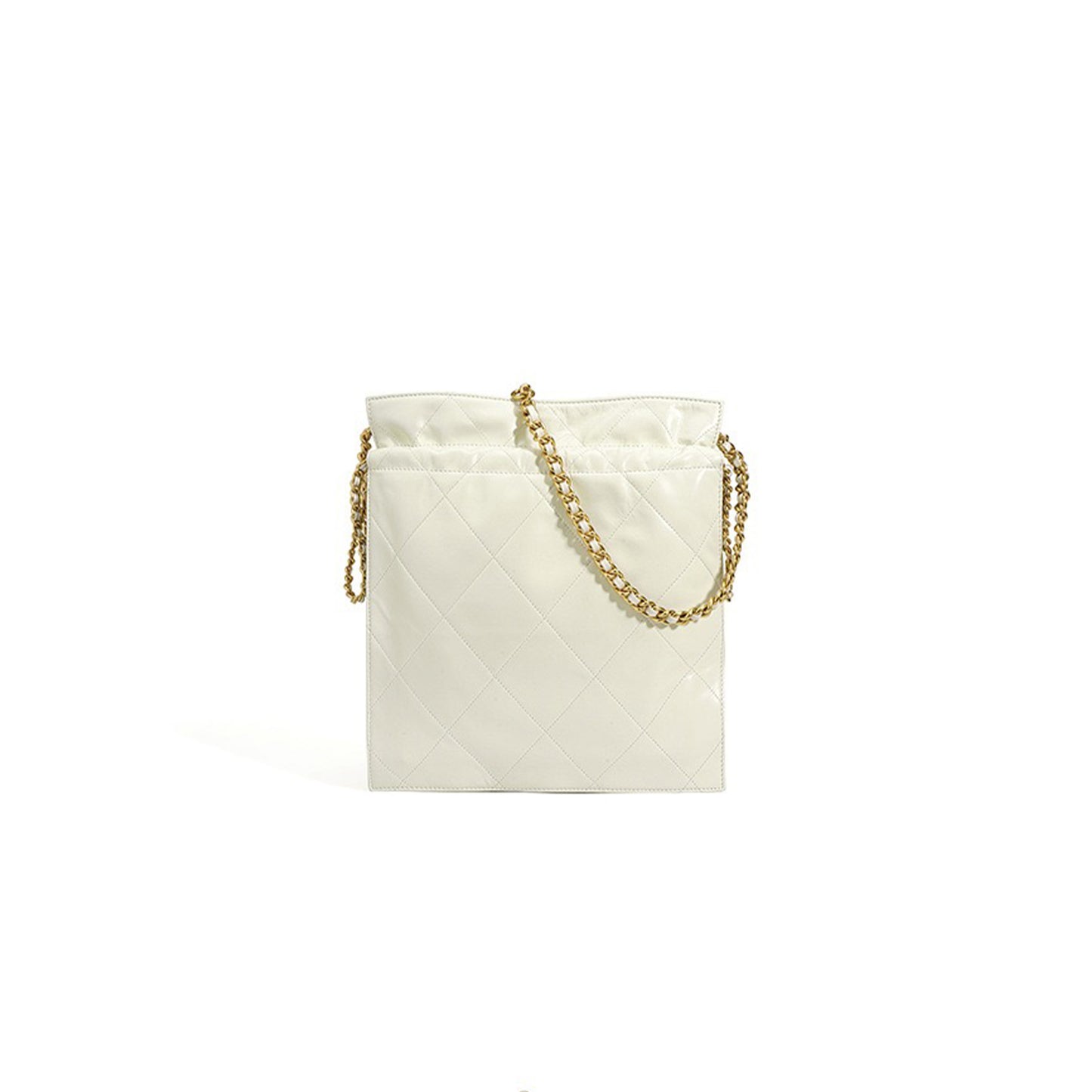 Damen-Beuteltasche aus echtem Leder mit gesteppter Kette – Schicke Umhängetasche für den Alltag