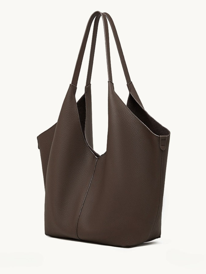 حقيبة إيثيرال في-كات جلد طبيعي | حقيبة هوبو بسيطة من جلد الحصى