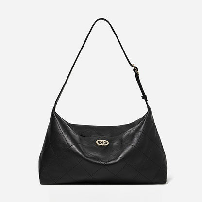 Elegant Quilted Sheepskin Leather Hobo Clutch Bag