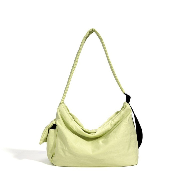 Minimalist Slouchy Nylon Shoulder Clutch Bag