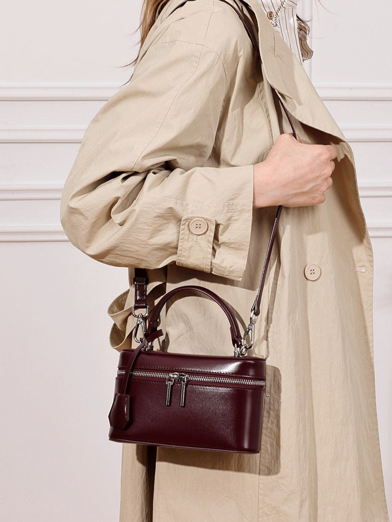 Minimalist Genuine Leather Square Box Clutch Bag