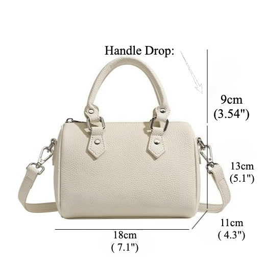 Retro Luxury Pebbled Genuine Leather Boston Clutch Bag