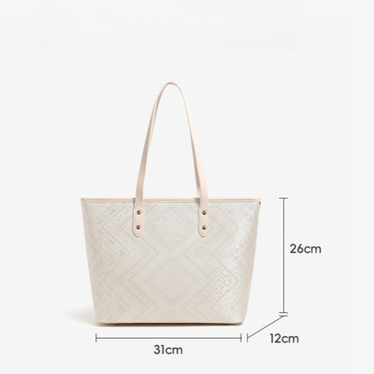Refined Geometric Jacquard Vegan Eco-Leather Tote Clutch Bag