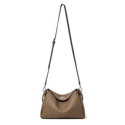 Nonchalant Lychee-Grain Genuine Leather Crossbody Hobo Bag