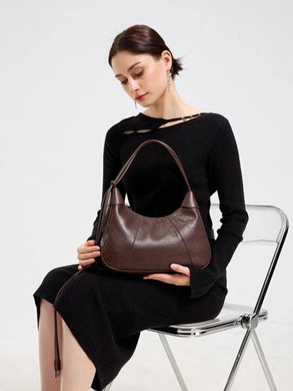 Women's Sable Crescent Genuine Leather Hobo Bag