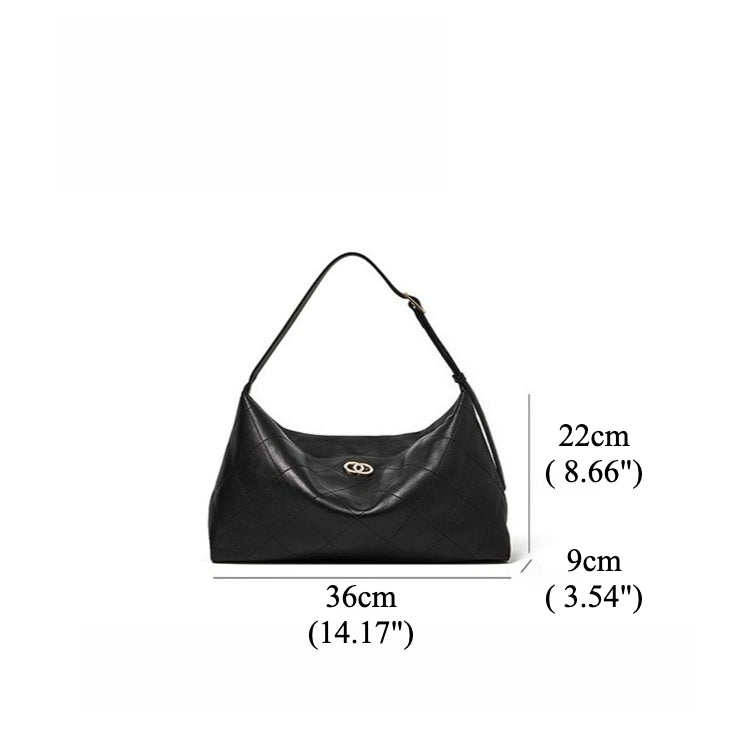 Elegant Quilted Sheepskin Leather Hobo Clutch Bag