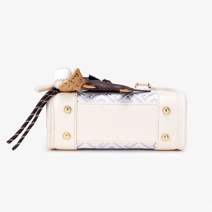 Soft Vegan Eco-leather Boston Clutch Bag with Cute Dachshund Charm