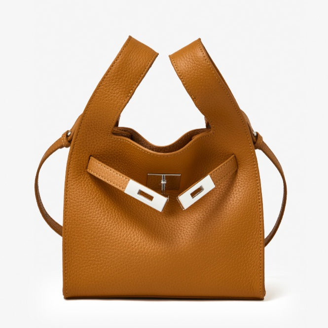 Classic Genuine Leather Chic Daily Crossbody Bucket Bag