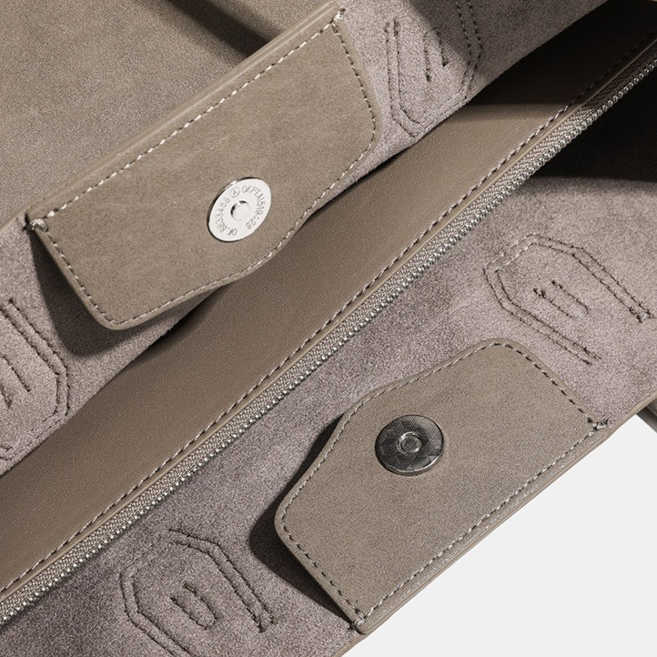 Minimalist Soft Genuine Leather Magnetic Slouchy Tote Shoulder Bag