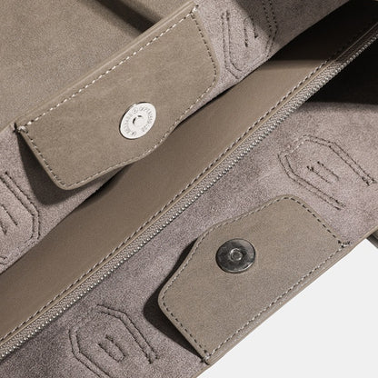 Minimalist Soft Genuine Leather Magnetic Slouchy Tote Shoulder Bag