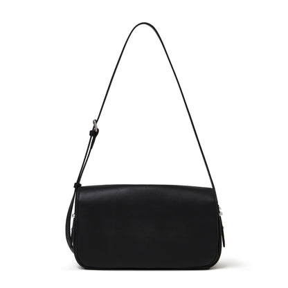 Borsa pochette a busta con patta, in vera pelle opaca e setosa