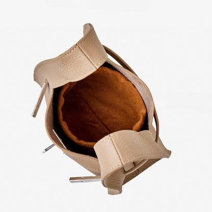 Classic Genuine Leather Chic Daily Crossbody Bucket Bag