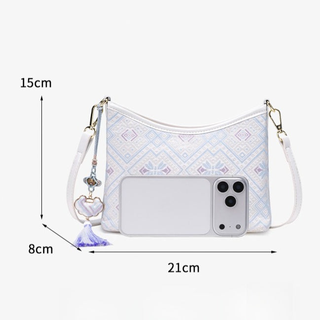 Graceful Geometric Vegan Eco-Leather Clutch Bag with Tassel Charm
