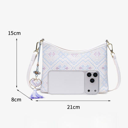 Graceful Geometric Vegan Eco-Leather Clutch Bag with Tassel Charm