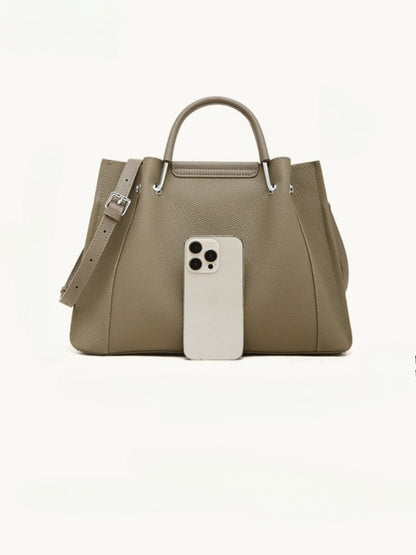 Women's Executive Trapezoid Genuine Leather Tote Bag