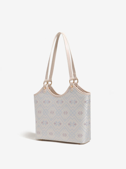 Intricate Butterfly Brocade Vegan Eco-Leather Tote Clutch Bag
