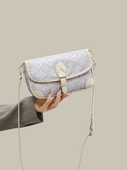 Vintage Jacquard Embroidery Vegan Eco-Leather Flap Clutch Bag