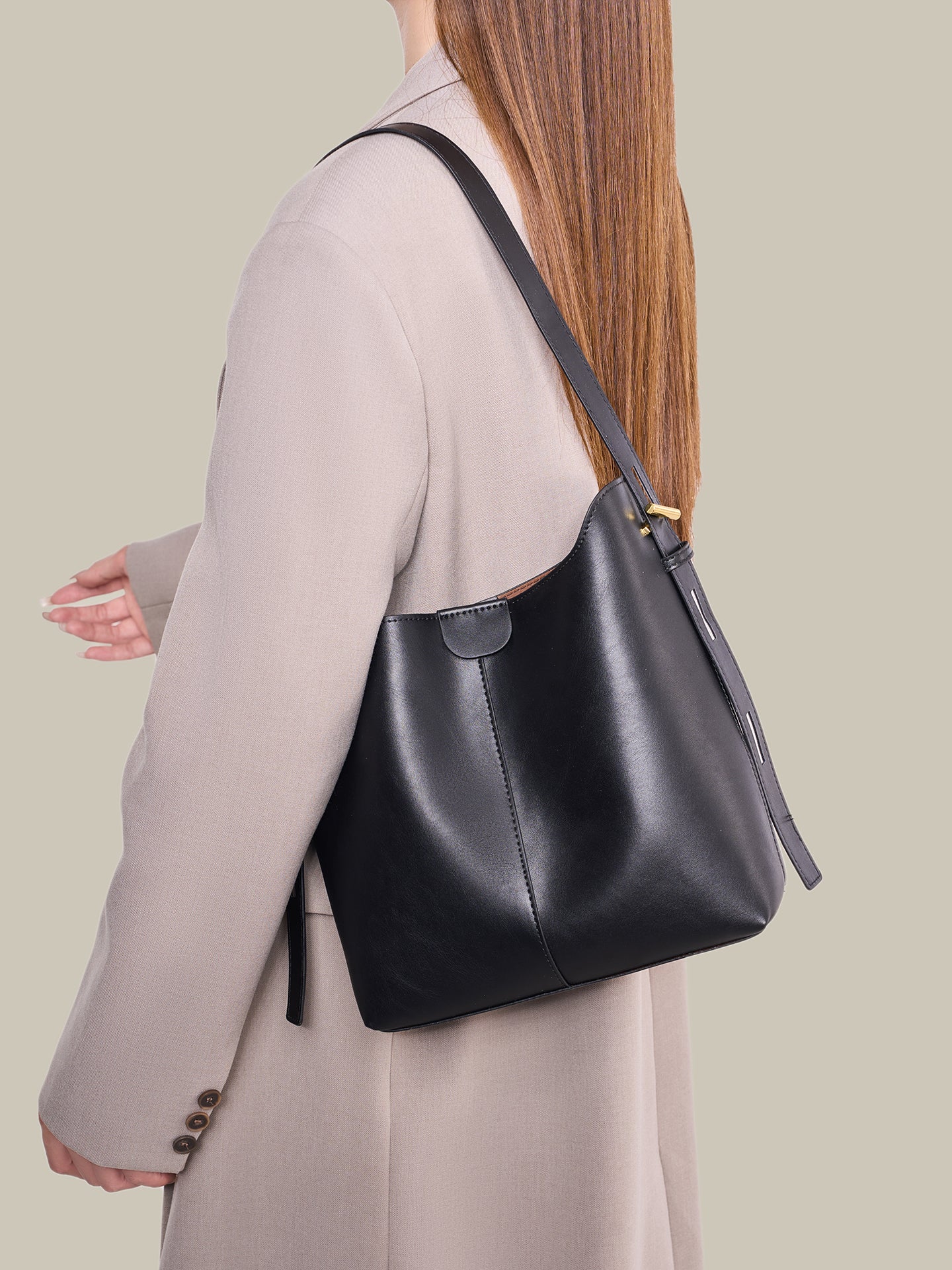 Classic Minimalist Vegan Eco-Leather Hobo Tote Clutch Bag