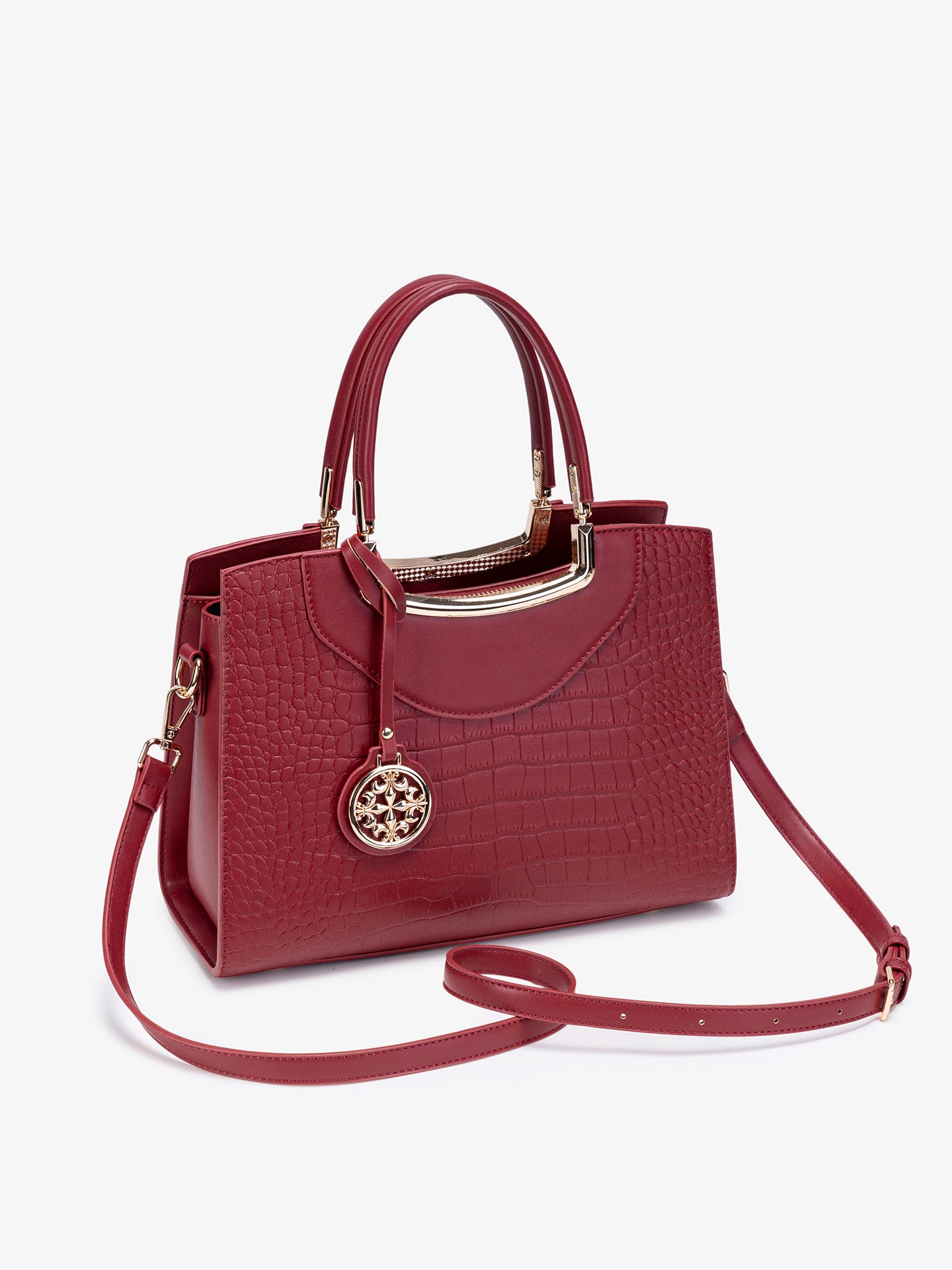 Stately Croc Vegan Eco-Leather Clutch Bag With Detachable Strap