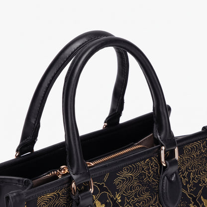 Mystic Crane Motif Vegan Eco-Leather Satchel Clutch Bag