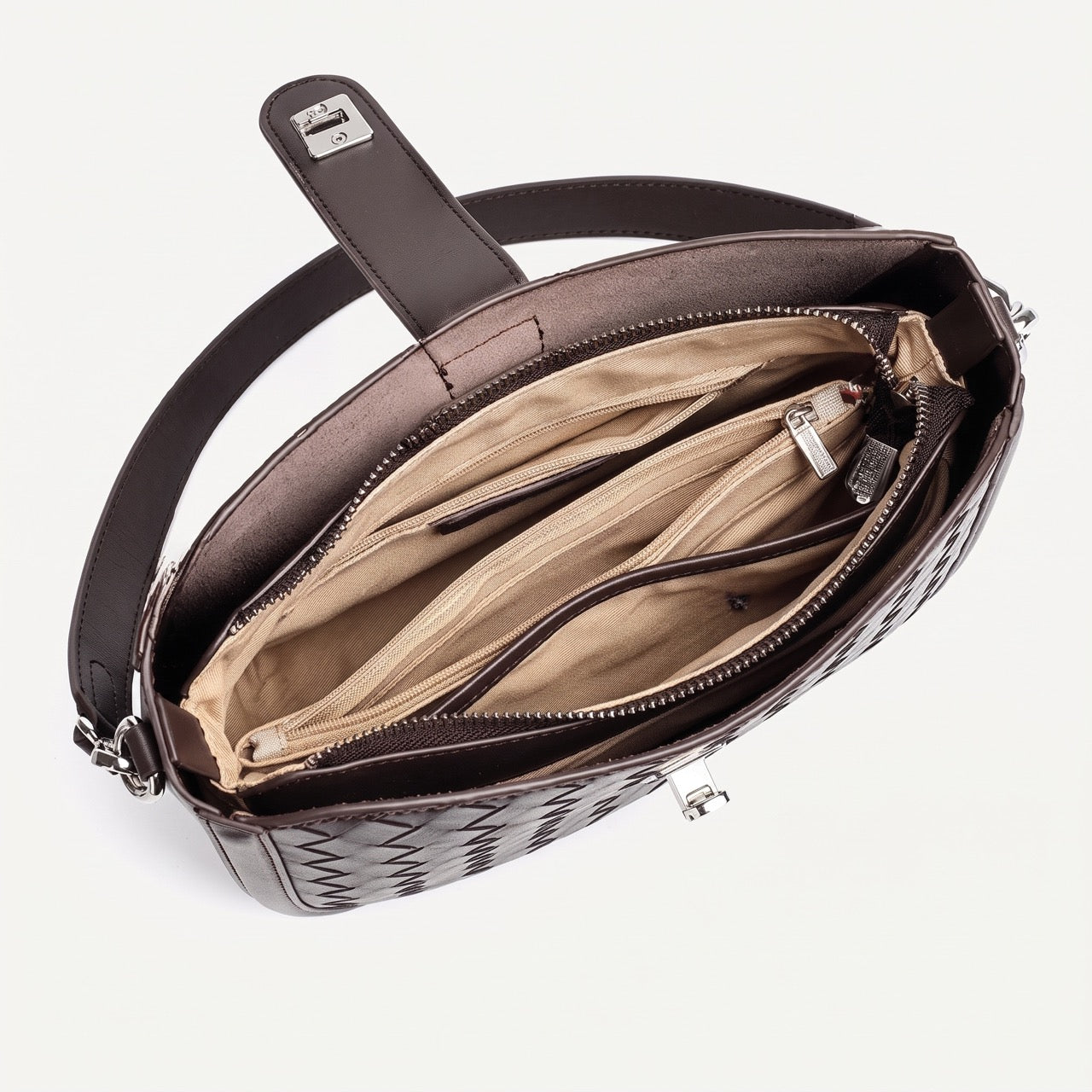 Intricate Woven Genuine Leather Saddle Clutch Bag