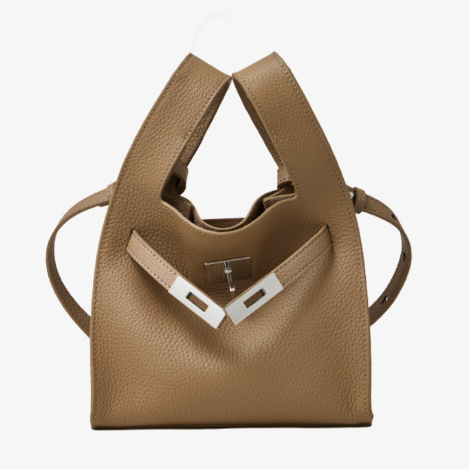Classic Genuine Leather Chic Daily Crossbody Bucket Bag