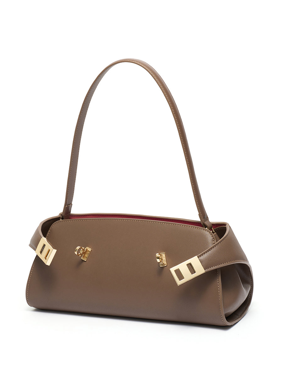Graceful Genuine Leather Baguette Clutch Bag