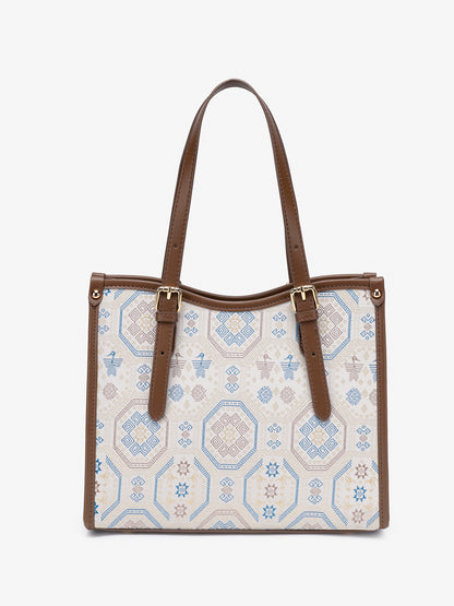 Graceful Geometric Vegan Eco-Leather Tote Clutch Bag