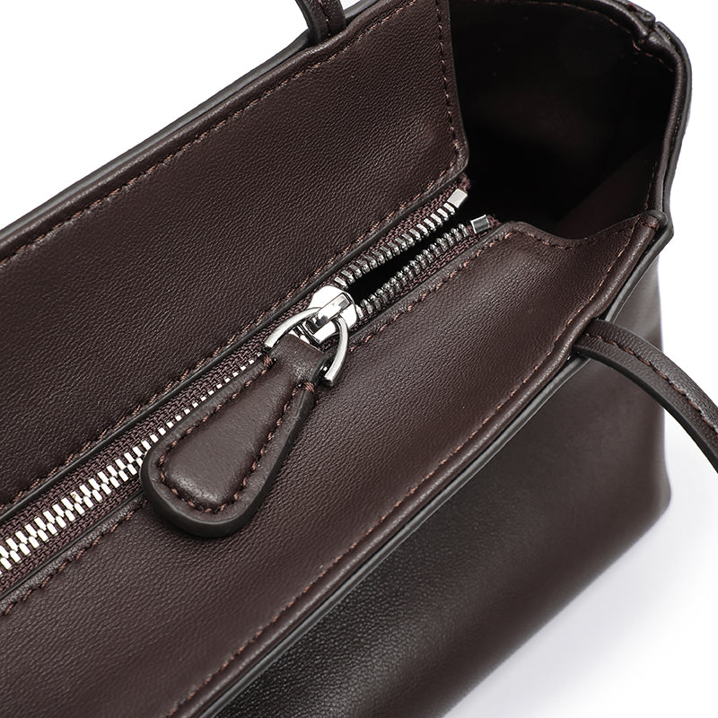 Minimalist Genuine Lambskin Leather Baguette Clutch Bag