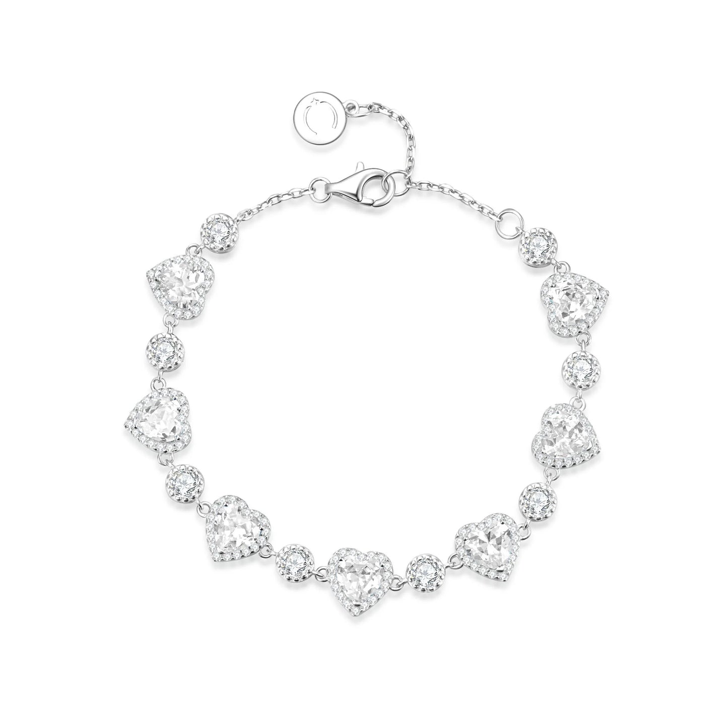 Blush Pink Heart-Cut Halo Tennis Bracelet