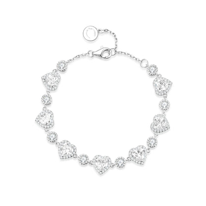 Blush Pink Heart-Cut Halo Tennis Bracelet
