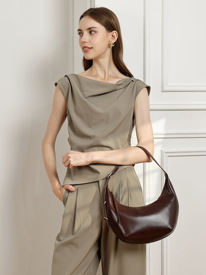 Borsa hobo di nicchia senza tempo in vera pelle con patina unica cerata a olio