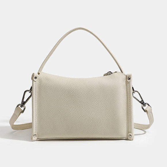 Clean-lined Pebbled Genuine Leather Crossbody Clutch Bag