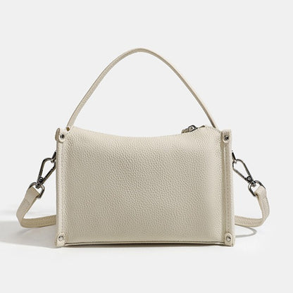 Clean-lined Pebbled Genuine Leather Crossbody Clutch Bag