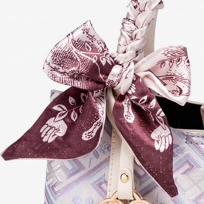 Oriental Brocade Motif Vegan Eco-Leather Mini Tote Clutch Bag