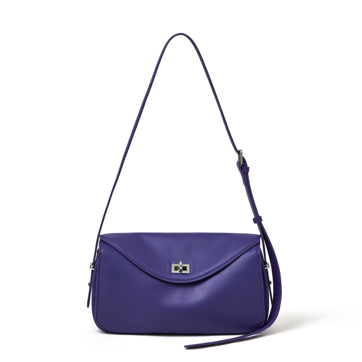 Borsa pochette a busta con patta, in vera pelle opaca e setosa