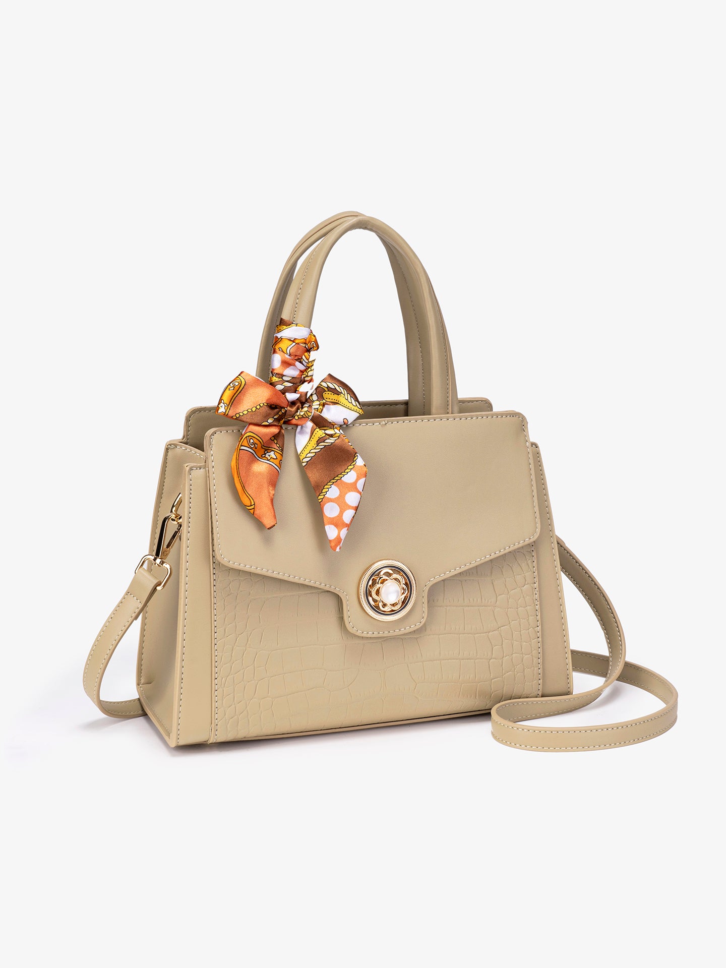 Sophisticated Croc Embossed Vegan Eco-Leather Satchel Clutch Bag