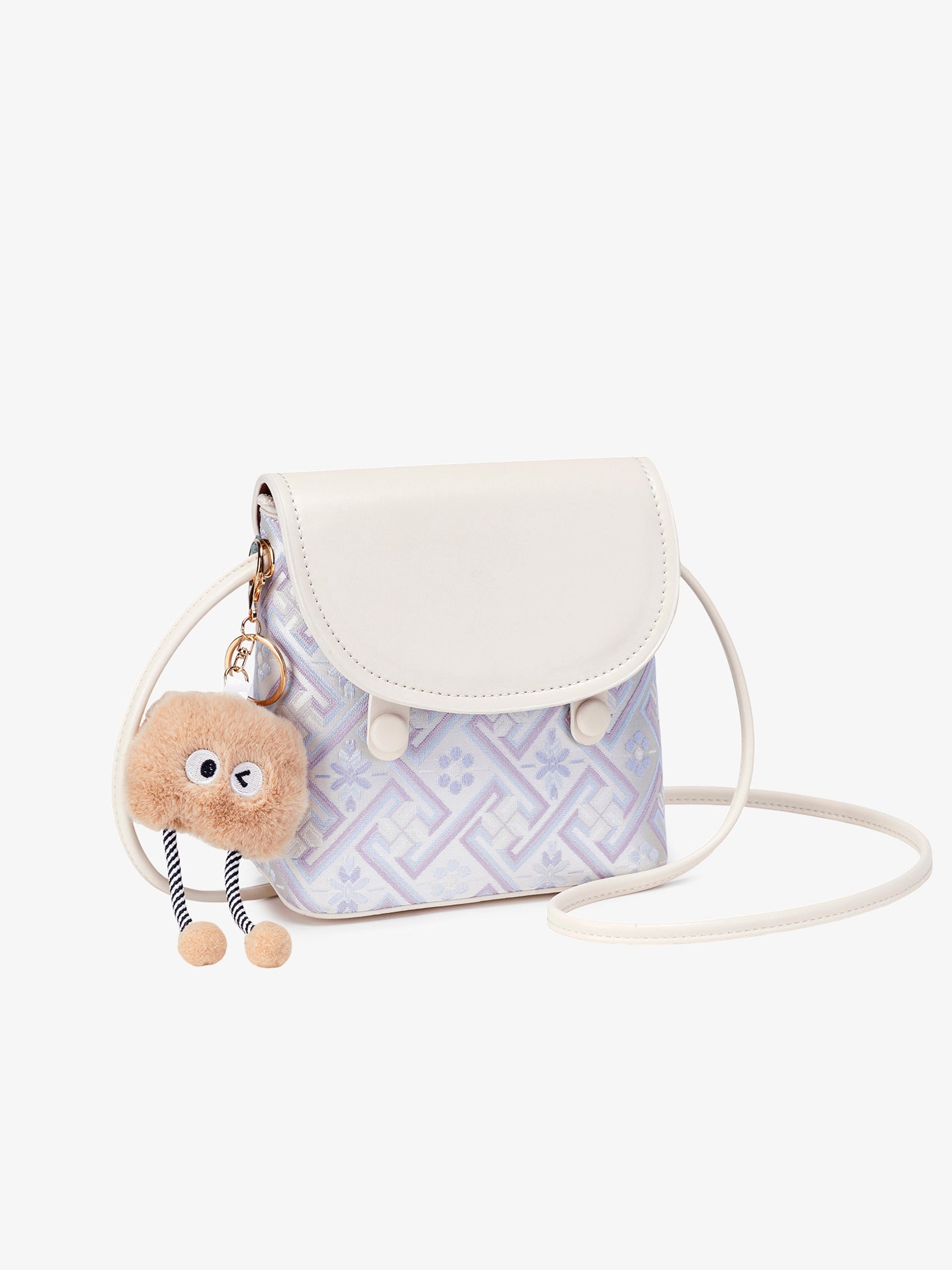 Refined Vegan Eco-Leather Mini Crossbody Bag with Lovely Charm