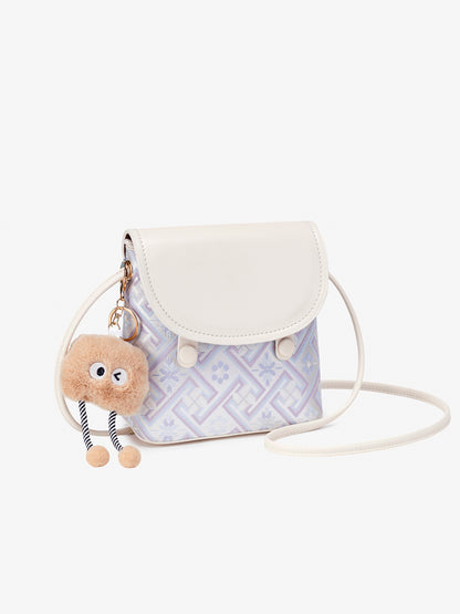 Refined Vegan Eco-Leather Mini Crossbody Bag with Lovely Charm