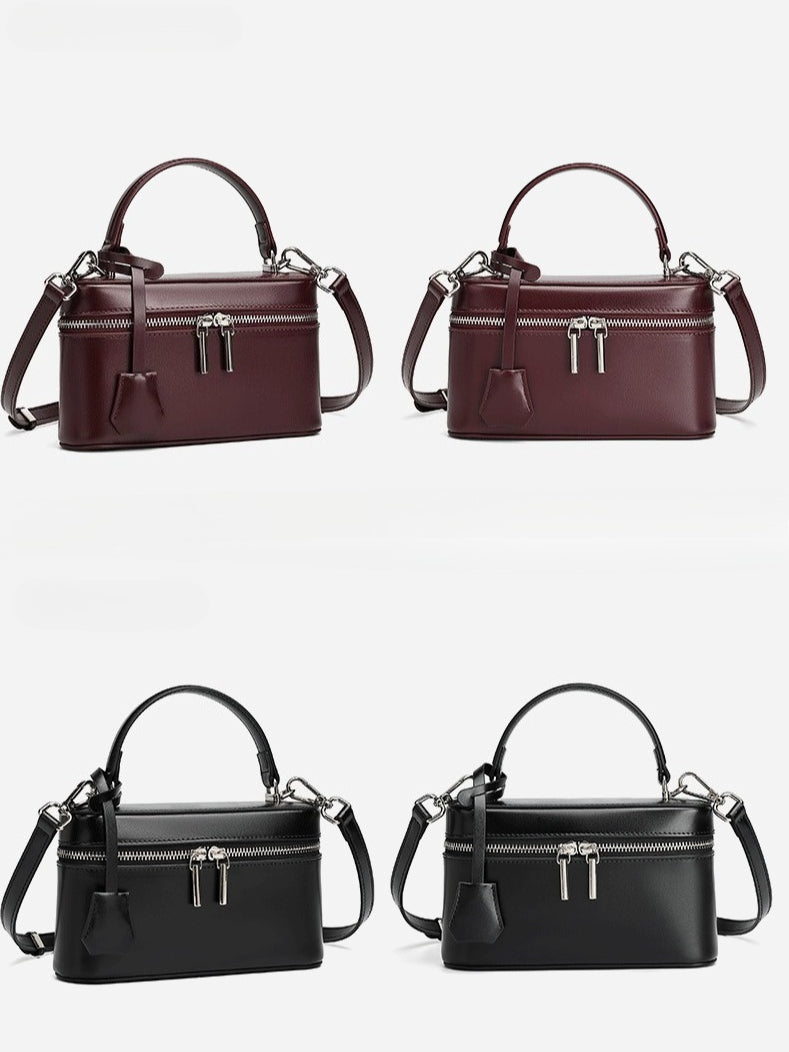 Minimalist Genuine Leather Square Box Clutch Bag