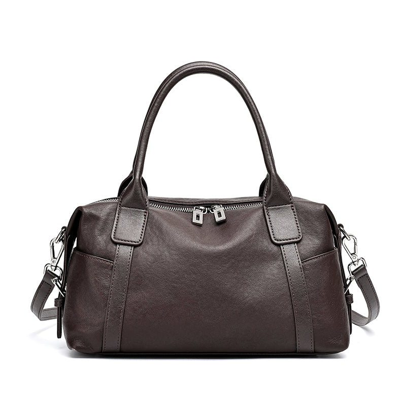 Effortless Genuine Leather Commuter Boston Clutch Bag