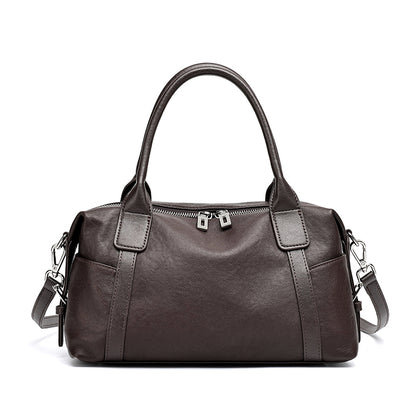 Effortless Genuine Leather Commuter Boston Clutch Bag