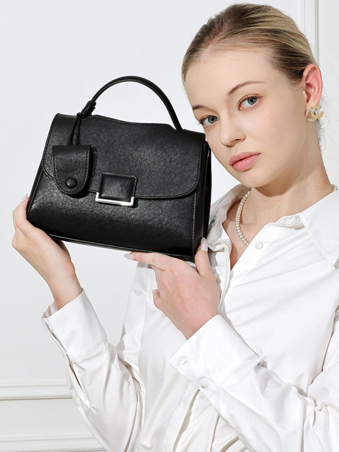 Chic Genuine Leather Square Flap Clutch Bag