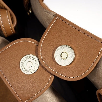 Vintage Suede Genuine Leather Tote Clutch Bag with Coin Pouch