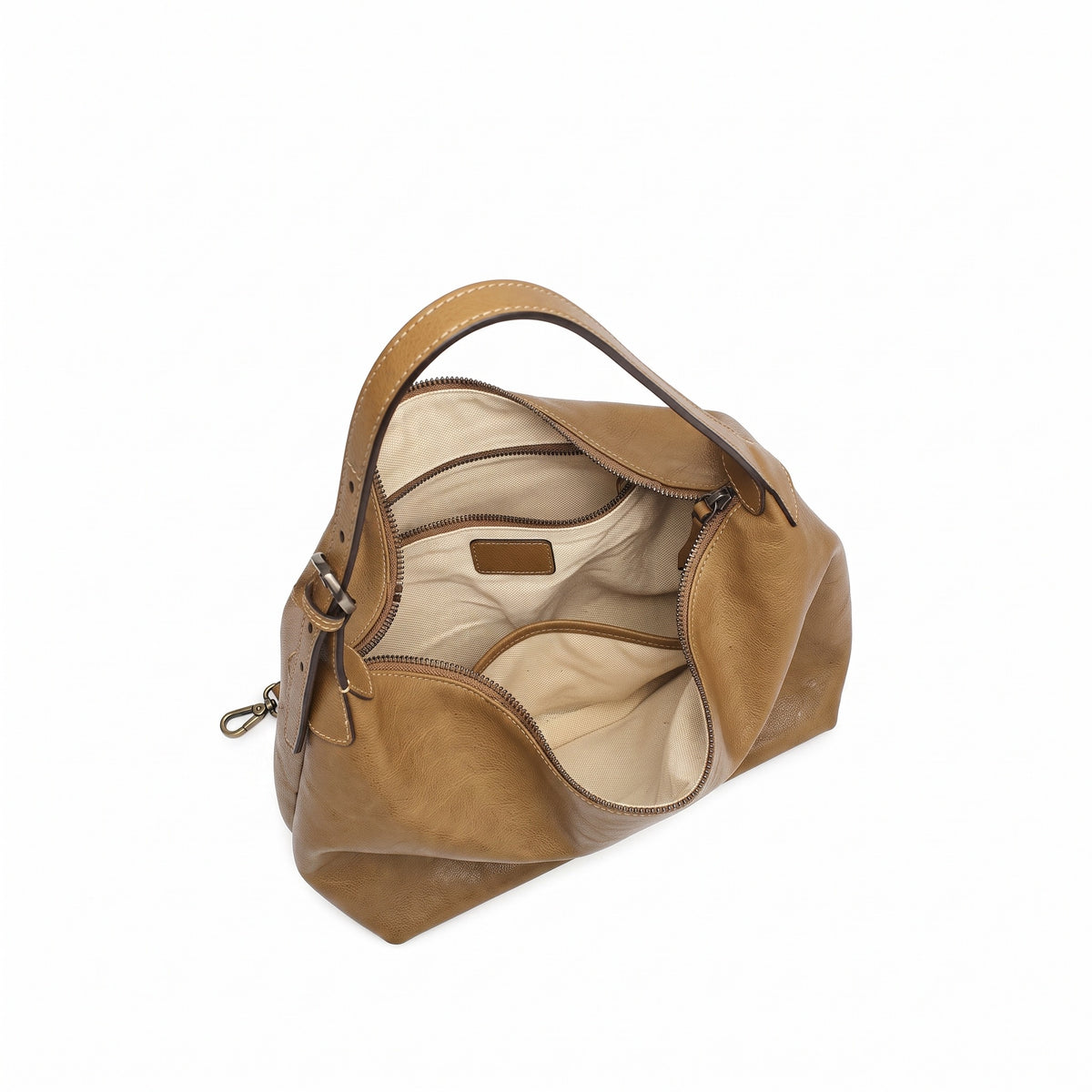 Supple Slouchy Genuine Leather Crescent Hobo Clutch Bag