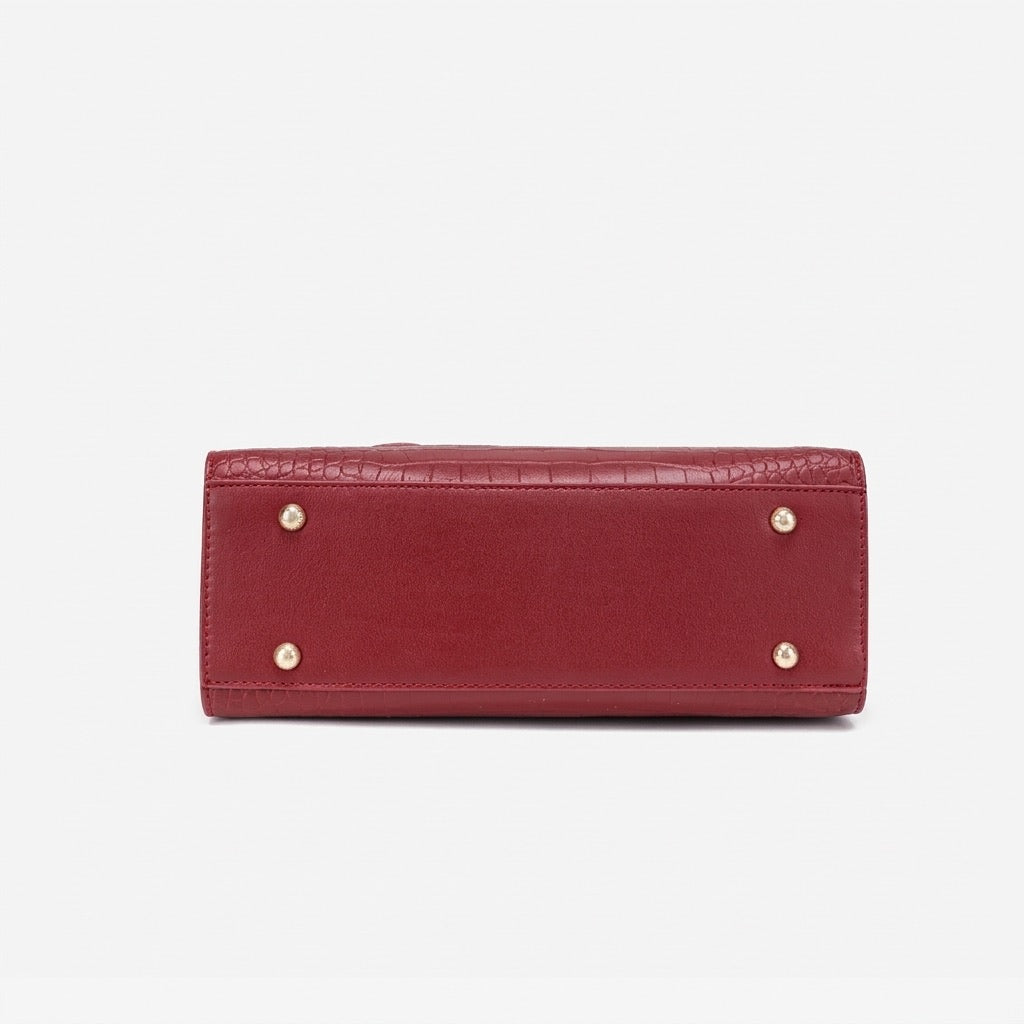 Stately Croc Vegan Eco-Leather Clutch Bag With Detachable Strap